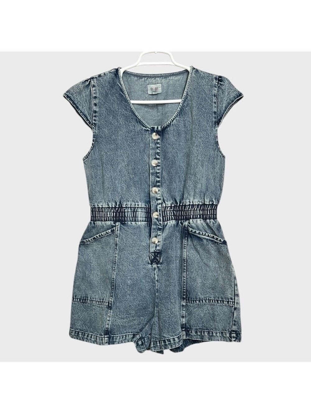 Vintage Bibi One Piece Denim Romper 90s Y2K Shorts Pantsuit Jumper Small Medium